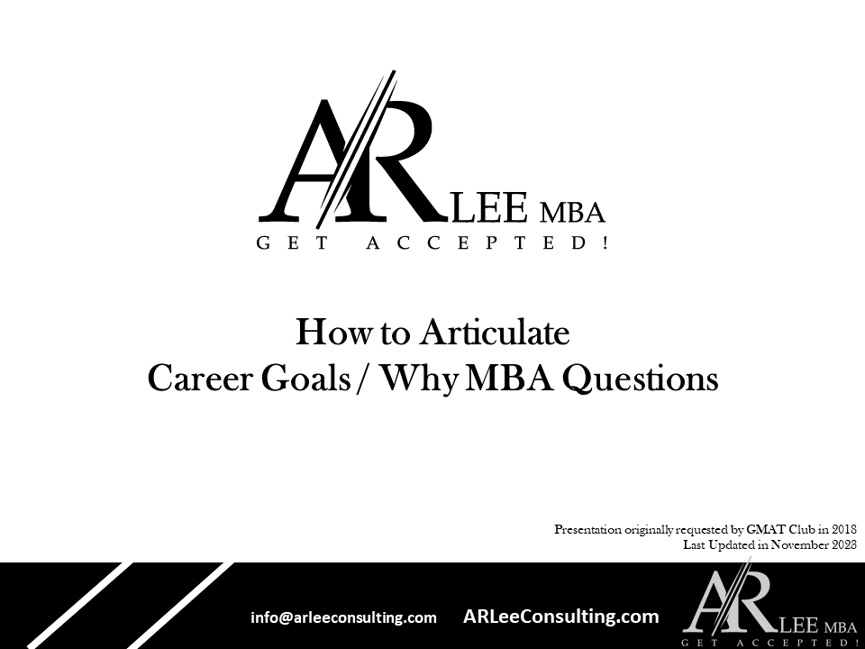 Guide on articulating career goals and answering Why MBA questions